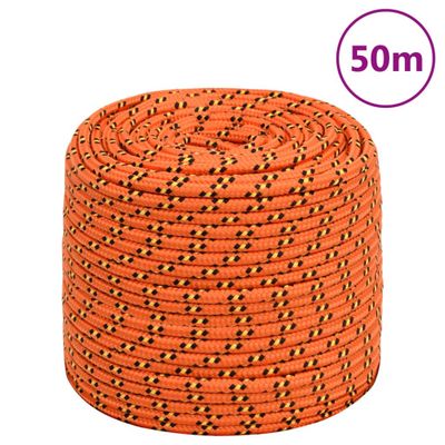 vidaXL Lodné lano oranžové 10 mm 50 m polypropylén