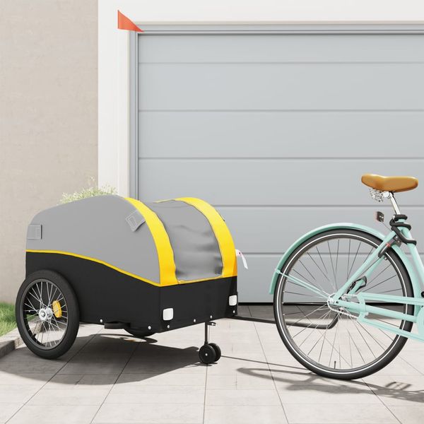 vidaXL Vozík za bicykel, čierno žltý 45 kg, železo