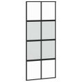 vidaXL Posuvné dvere s kovaním čierne 90x205 cm tvrdené sklo