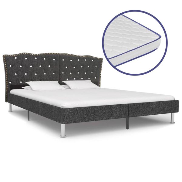 vidaXL Posteľ s matracom s pamäťovou penou tmavosivá 160x200cm látková