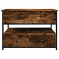 vidaXL Konferenčný stolík dymový dub 70x50x50 cm kompozit. drevo a kov