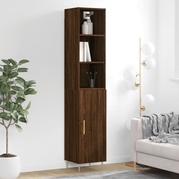 vidaXL Vysoká skrinka hnedý dub 34,5x34x180 cm spracované drevo