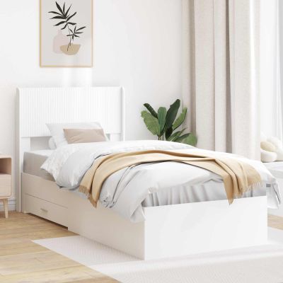 vidaXL Posteľový rám s úložným priestorom a čelom Biela 90 x 190 cm