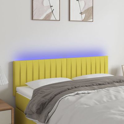 vidaXL Čelo postele s LED zelené 144x5x78/88 cm látka