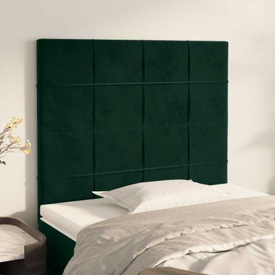 vidaXL Čelo postele tmavozelené 80x5x118/128 cm zamatové