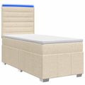 vidaXL LED boxspring posteľ s matracom Krémová 100 x 200 cm Látka