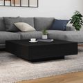 vidaXL Stolík pod TV s LED pásikmi Čierny dub 100 x 100 x 31 cm