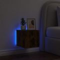 vidaXL TV nástenná skrinka s LED svetlami dymový dub 30,5x35x30 cm