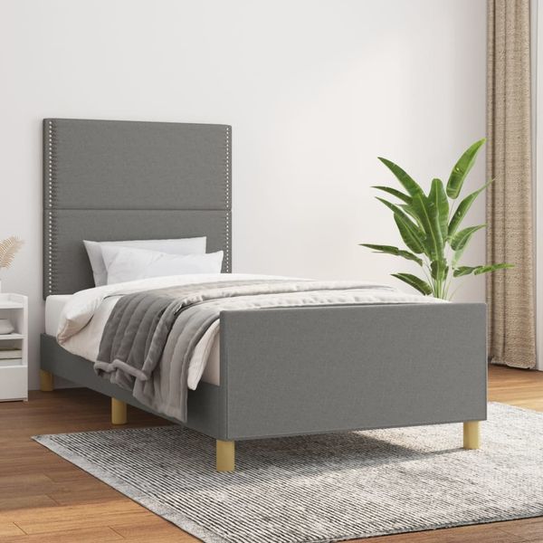 vidaXL Posteľ bez matraca tmavosivá 100x200 cm látka