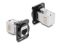 Delock D-Type Module – Modul – uhol 90° – montáž na panel – CAT 6a – RJ-45 – čierna, strieborná