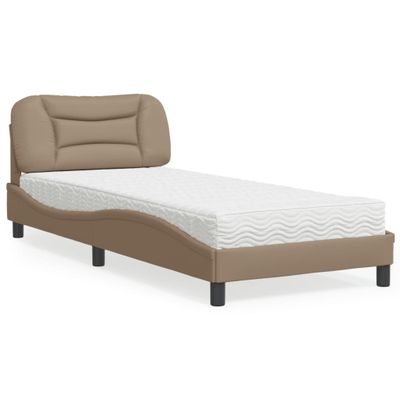 vidaXL Posteľ s matracom Hvar kapučínová 90x200 cm umelá koža