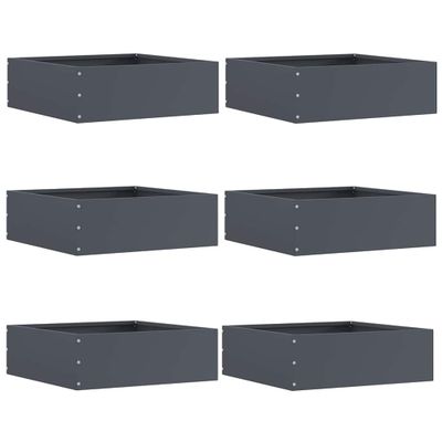 vidaXL Obrubník trávnika 6 ks 40 x 40 x 13 cm Oceľ Antracitová