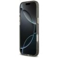 Puzdro Guess Magsafe IML s trblietavými kvetmi a trojuholníkom, kovovým rámom fotoaparátu a tlačidlami pre iPhone 17 Air čierne