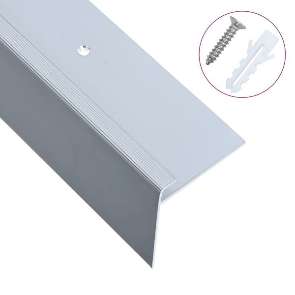 vidaXL Schodové lišty v tvare F 15 ks, hliník 134 cm, strieborné