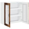 vidaXL Nástenný sklenený kabinet LUCCA Staré drevo 80 x 31 x 80 cm