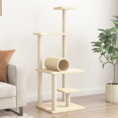 vidaXL Škrabadlo pre mačky so sisalovými stĺpikmi krémové 136 cm