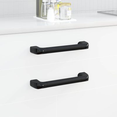 vidaXL rukoväť Jednofarebný 2 pcs Čierna 380 x 34 x 85 mm Hliník a PP