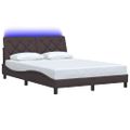 vidaXL Rám postele s LED osvetlením bez matraca, tmavohnedý 140x190 cm, látkový