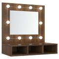 vidaXL Zrkadlová skrinka s LED dub sonoma 60x31,5x62 cm