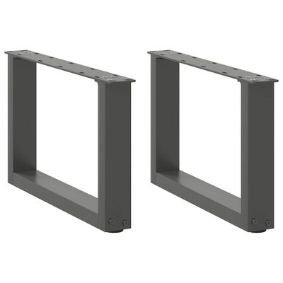 vidaXL Nohy konferenčného stolíka v tvare U, 2 ks, antracitové, 50 x (30-31) cm, oceľ