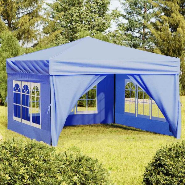 vidaXL Skladací párty stan s bočnicami modrý 3x3 m