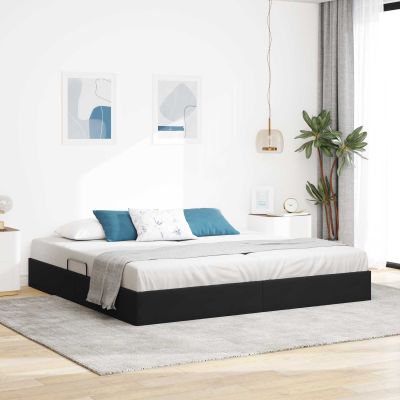 vidaXL Otomanový posteľný rám s úložiskom Čierna 200 x 200 cm Zamat