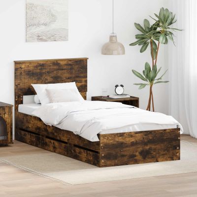vidaXL Rám postele Dymová dub 90 x 190 cm Inžinierske drevo