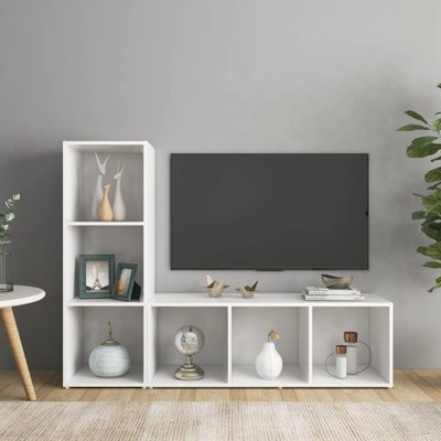 vidaXL TV skrinky 2 ks biele 107x35x37 cm drevotrieska