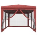 vidaXL Párty stan so 6 sieťkovanými bočnými stenami červený 3x6 m HDPE