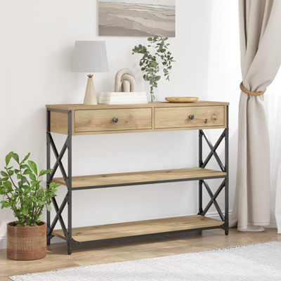 vidaXL Konzolový stôl so zásuvkou dub artisan 100 x 28 x 75 cm