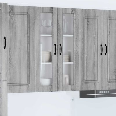 vidaXL Nástenný sklenený kabinet PORTO Sivý Sonoma 60 x 31 x 100 cm
