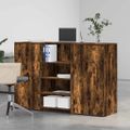 vidaXL Recepčný stôl dymový dub 155x50x103,5 cm kompozitné drevo