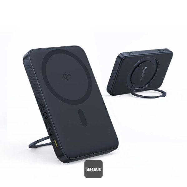 Baseus Powerbanka PicoGo Qi2 s otočným stojanom a bezdrôtovým nabíjaním 5000mAh 20W USB-C čierna