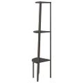 vidaXL Rohový regál s 3 policami, čierny 45,5x31,5x120 cm