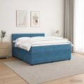 vidaXL Posteľ boxspring s matracom Modrá 200 x 200 cm Zamat
