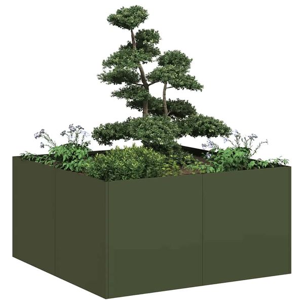 VidaXL kvetináč Olive Green 80x80x40 cm Oceľ valcovaná za studena