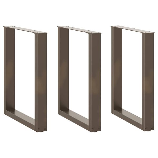 vidaXL Nohy k jedálenskému stolu v tvare U, 3 ks, prírodná oceľ, 70 x (72-73) cm, oceľ
