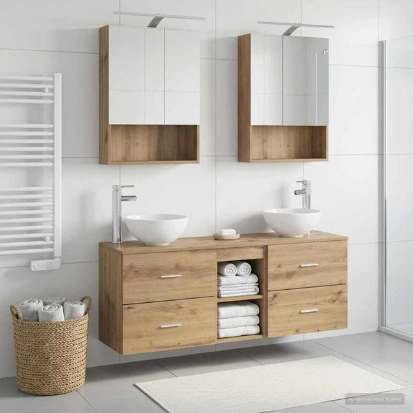 vidaXL Set kabinetov do kúpeľne 5 pcs Dub artisan 50 x 14,5 x 70 cm