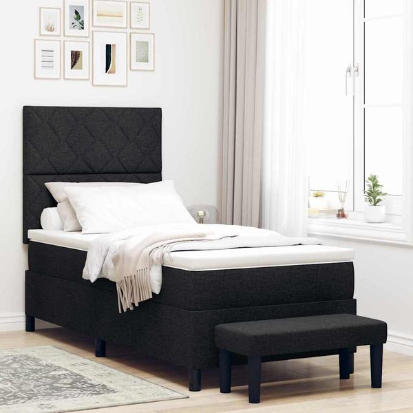 vidaXL Posteľ s pružinovým rámom Čierna 100 x 200 cm látka