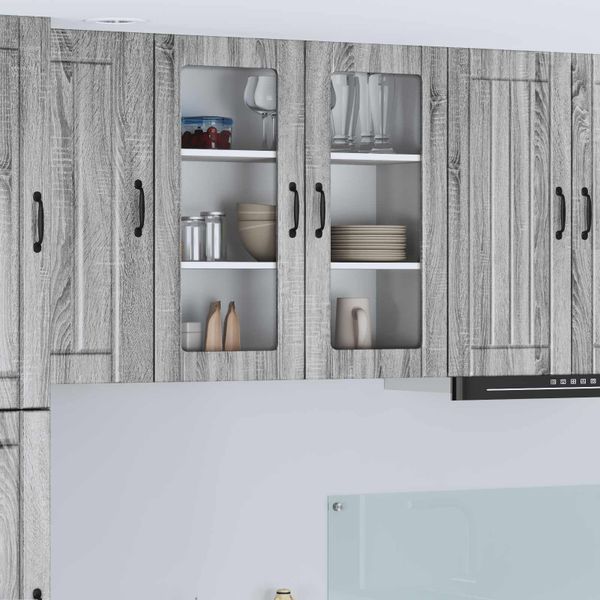 vidaXL Nástenný sklenený kabinet LUCCA Sivá sonoma 80 x 31 x 80 cm