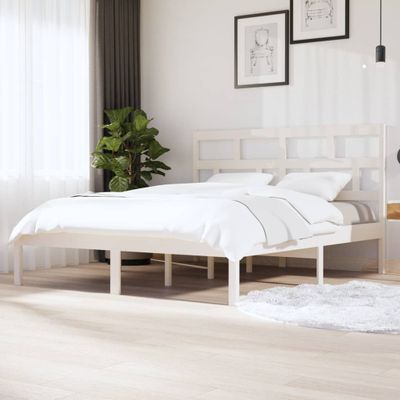 vidaXL Posteľný rám biely 180x200 cm Super King masívne drevo