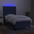 vidaXL Posteľ boxsping s matracom a LED modrá 100x200 cm látka