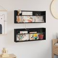 vidaXL Regál na časopisy s poličkou 2 ks Čierny dub 80 x 12 x 30 cm