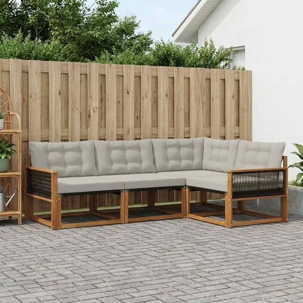 vidaXL Záhradná súprava gaučov s vankúšom 4 pcs Prírodná a svetlosivá