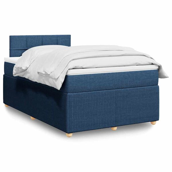 vidaXL Boxspring posteľ s matracom modrá 120x190 cm látka