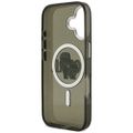 Puzdro Karl Lagerfeld Magsafe IML glitter case kovový rám fotoaparátu a tlačidlá s logom Karl a Choupette sketch pre iPhone 17 čierne
