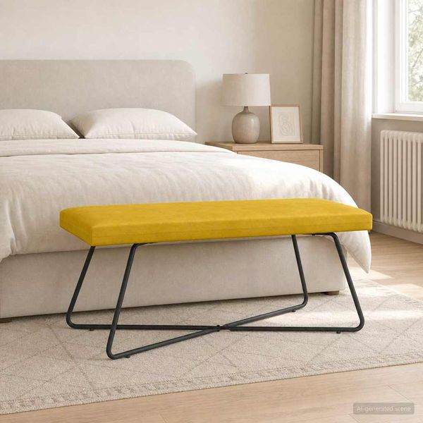 vidaXL lavička Jednofarebný Žltá 110 x 40 x 45 cm Zamat
