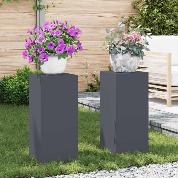 vidaXL Stojan na rastliny 2 pcs Antracit 24 x 24 x 55 cm Oceľ