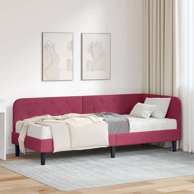 vidaXL Rohový rám postele Víno červené 80 x 200 cm Zamat