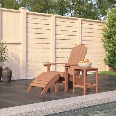 vidaXL Záhradná stolička Adirondack s podnožkou a stolíkom HDPE hnedá